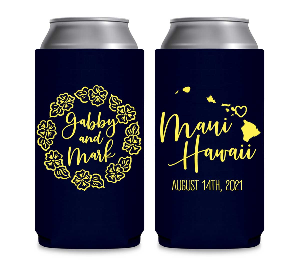 Tropical Floral Love 1B Any Location Foldable 12 oz Slim Can Koozies Wedding Gifts for Guests