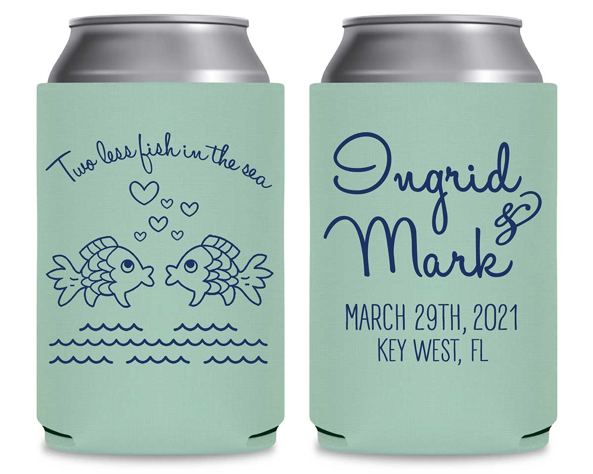 Two Less Fish In The Fish 1B Foldable Can Koozies Wedding Gifts for Guests