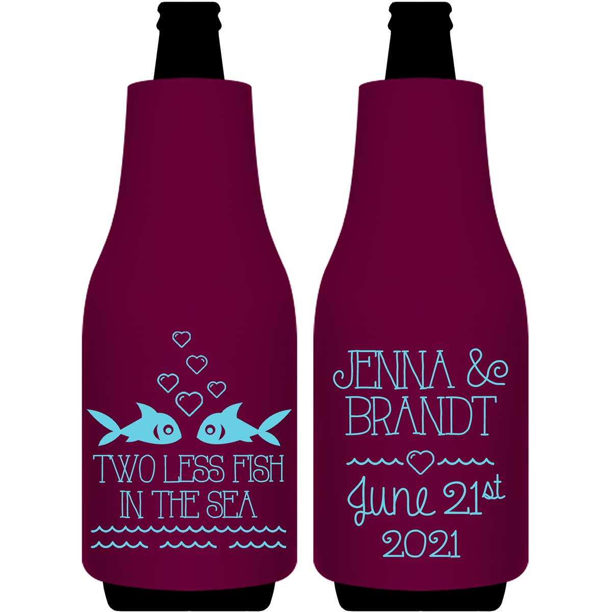 Two Less Fish In The Fish 2A Foldable Bottle Sleeve Koozies Wedding Gifts for Guests