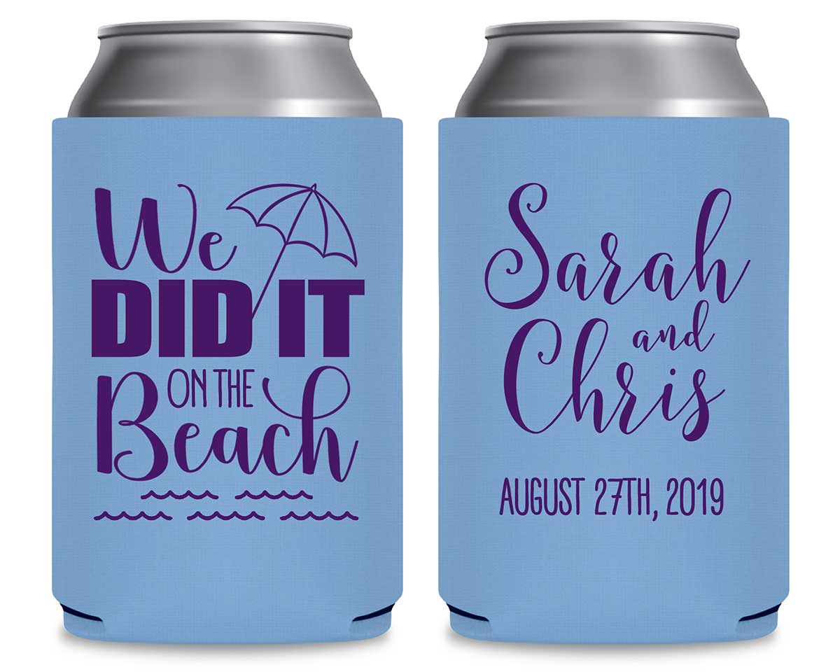 We Did It On The Beach 1B Foldable Can Koozies Wedding Gifts for Guests