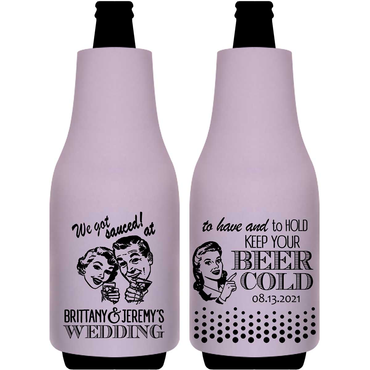We Got Sauced At The Wedding 1A Foldable Bottle Sleeve Koozies Wedding Gifts for Guests