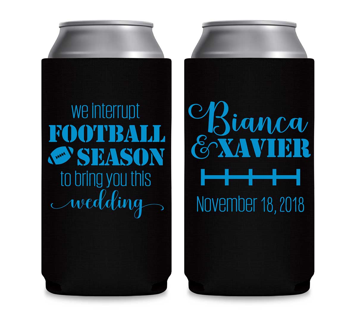 We Interrupt Football Season For This Wedding 1A Foldable 12 oz Slim Can Koozies Wedding Gifts for Guests