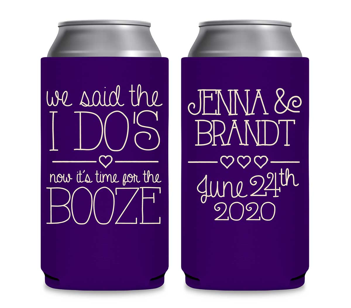 We Said The I Do's Now It's Time For The Booze 1A Foldable 12 oz Slim Can Koozies Wedding Gifts for Guests