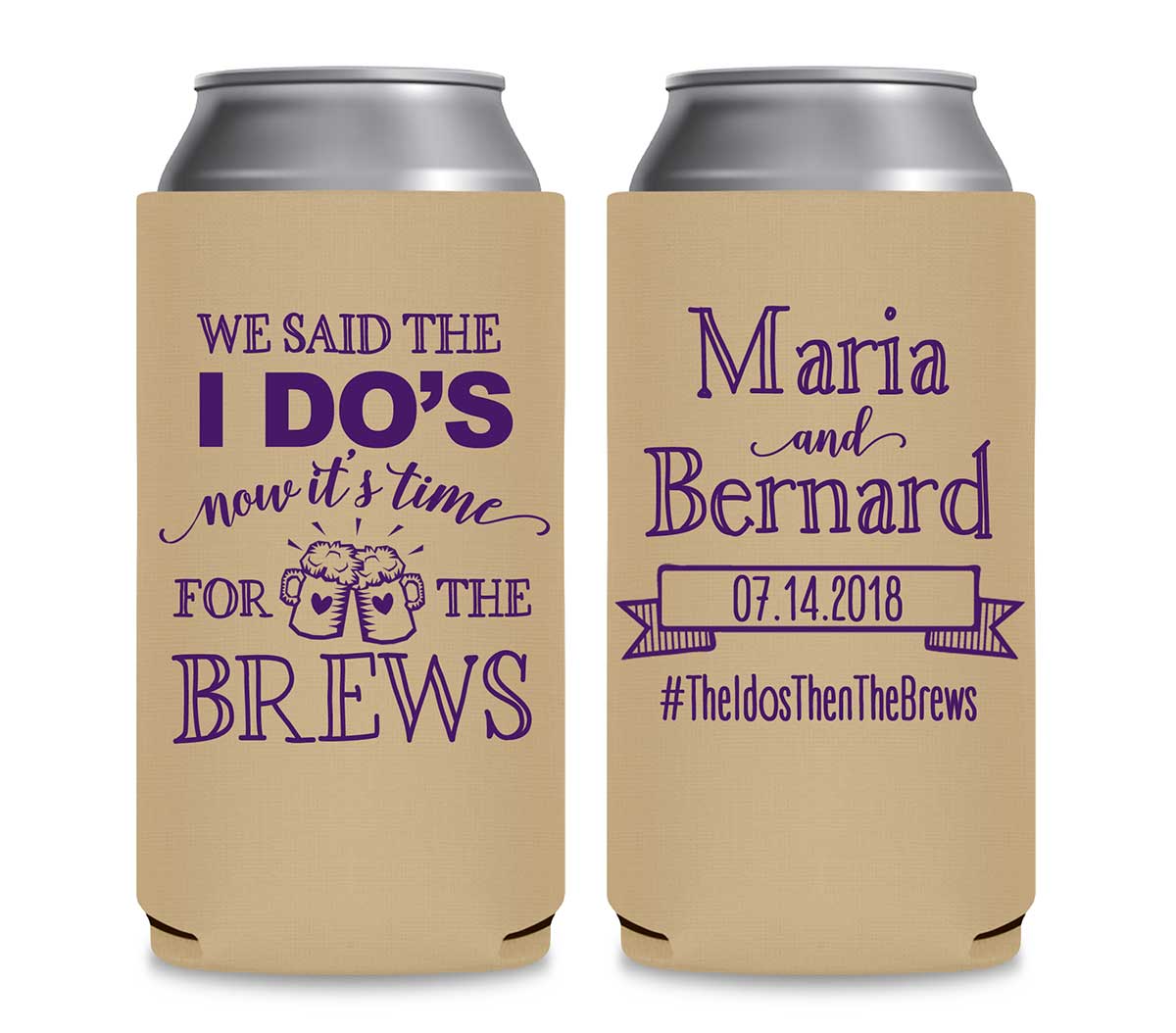We Said The I Do's Now It's Time For The Brews 1B Foldable 12 oz Slim Can Koozies Wedding Gifts for Guests