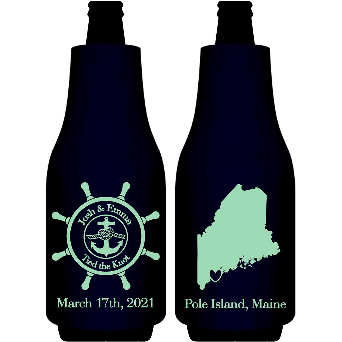 We Tied The Knot 1A Ship's Wheel Foldable Bottle Sleeve Koozies Wedding Gifts for Guests