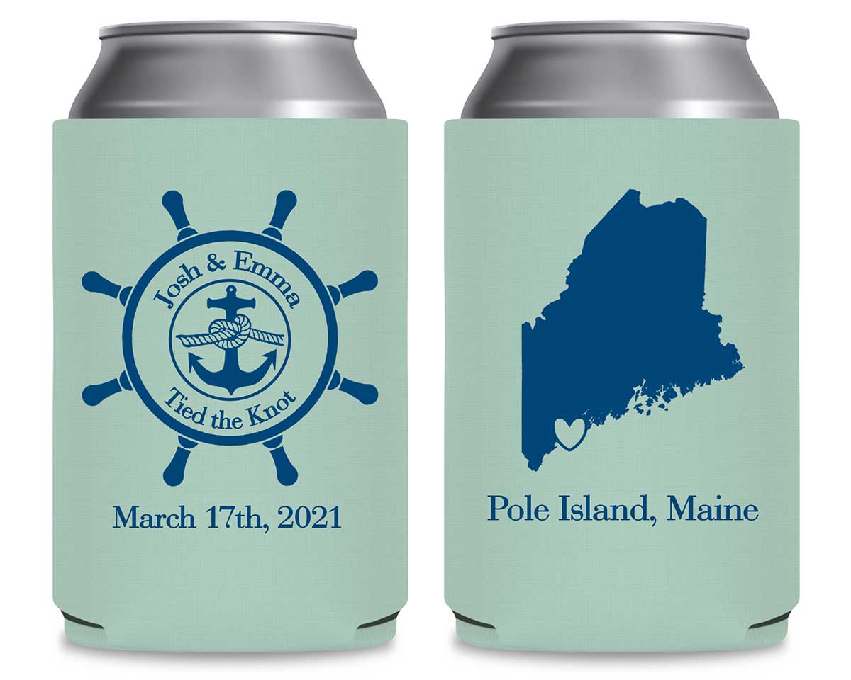 We Tied The Knot 1A Ship's Wheel Foldable Can Koozies Wedding Gifts for Guests