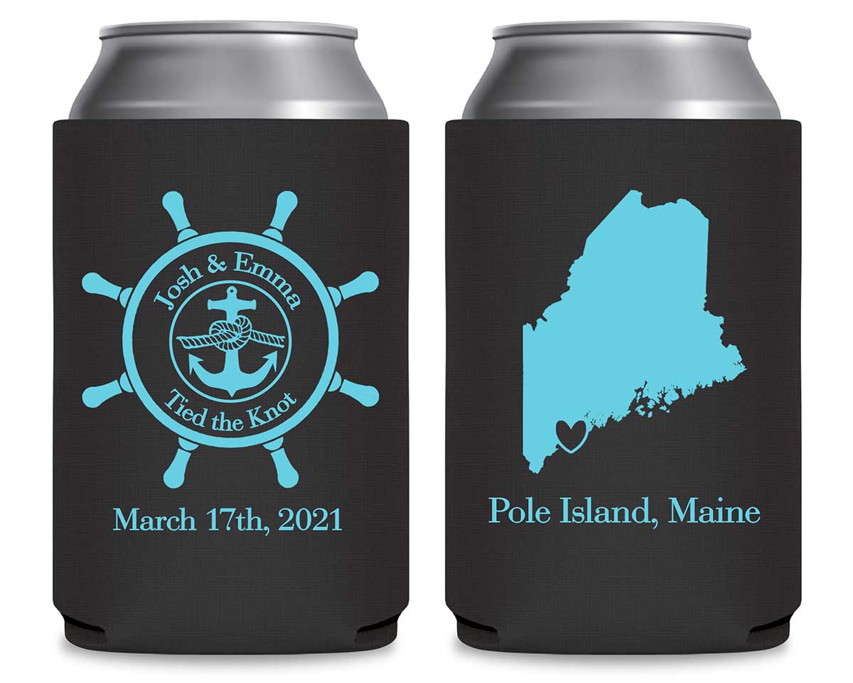 We Tied The Knot 1A Ship's Wheel Foldable Can Koozies Wedding Gifts for Guests