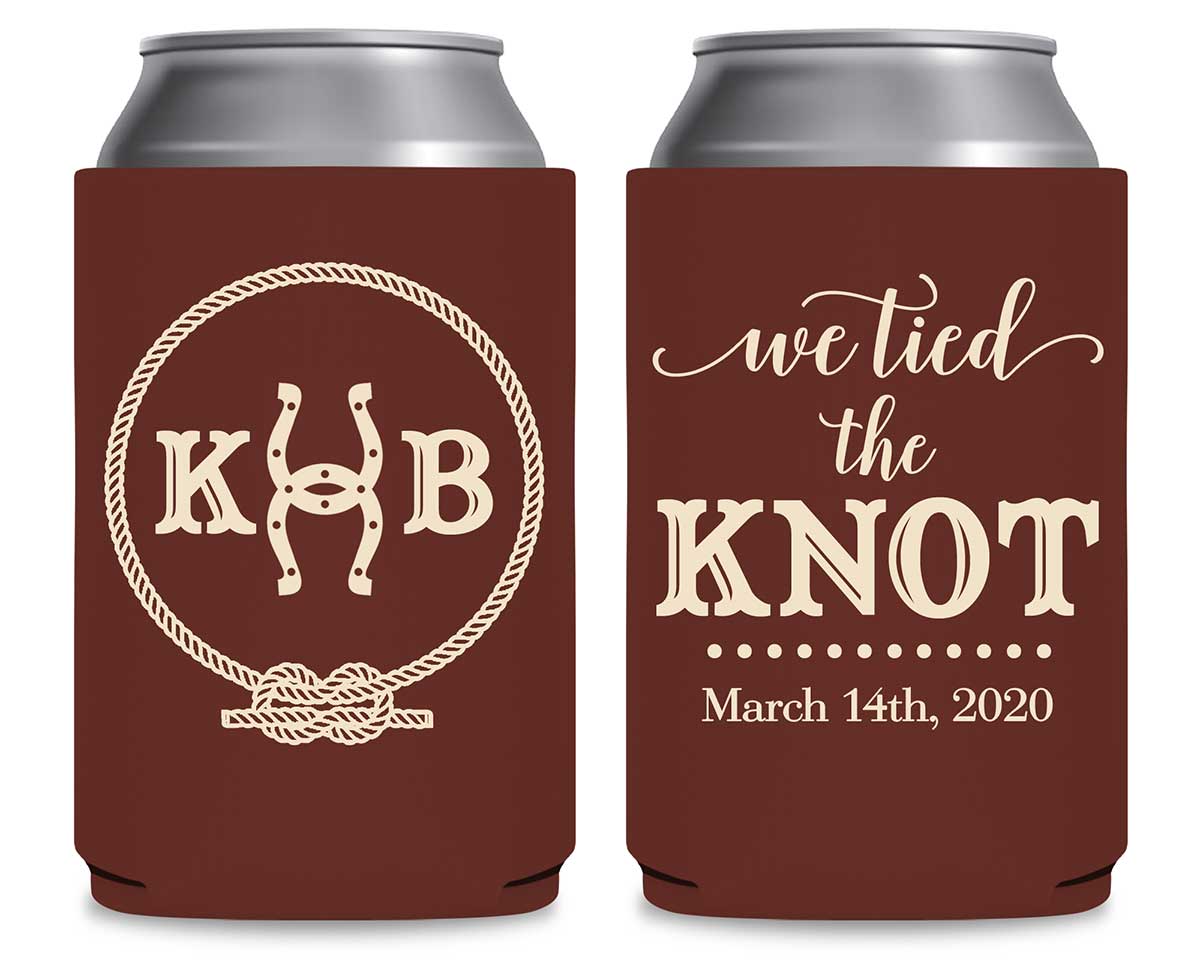 We Tied The Knot 4A Horse Shoe Foldable Can Koozies Wedding Gifts for Guests