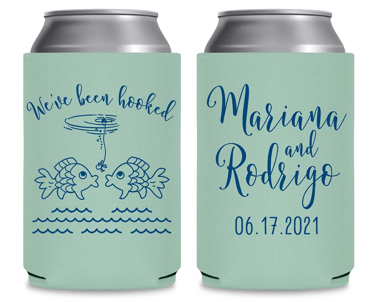 We've Been Hooked 1A Foldable Can Koozies Wedding Gifts for Guests