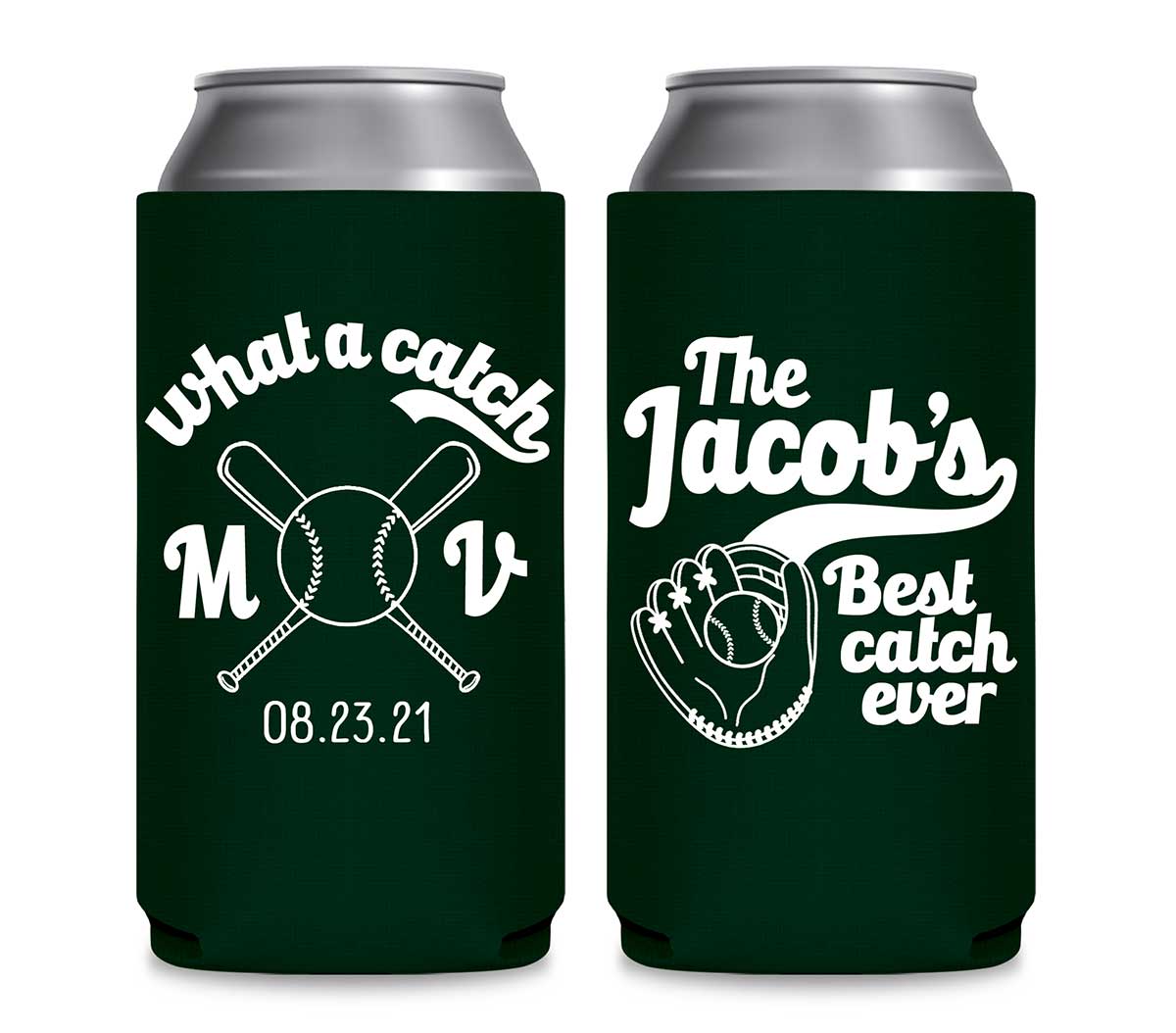 What A Catch 1A Baseball Foldable 12 oz Slim Can Koozies Wedding Gifts for Guests