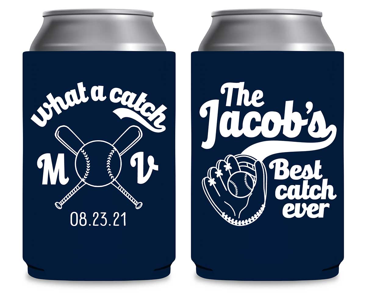 What A Catch 1A Baseball Foldable Can Koozies Wedding Gifts for Guests