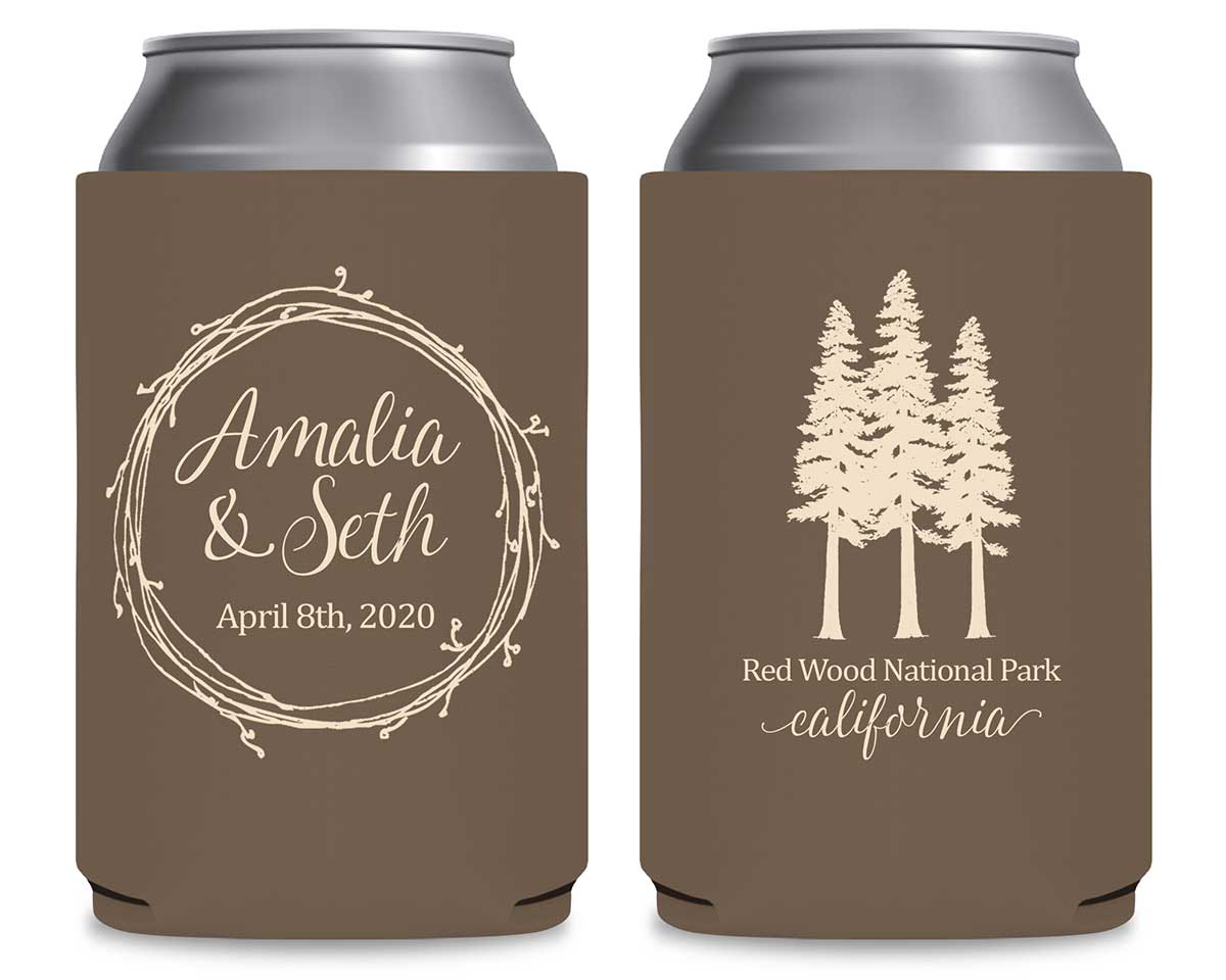 Woods Wedding 1A Foldable Can Koozies Wedding Gifts for Guests