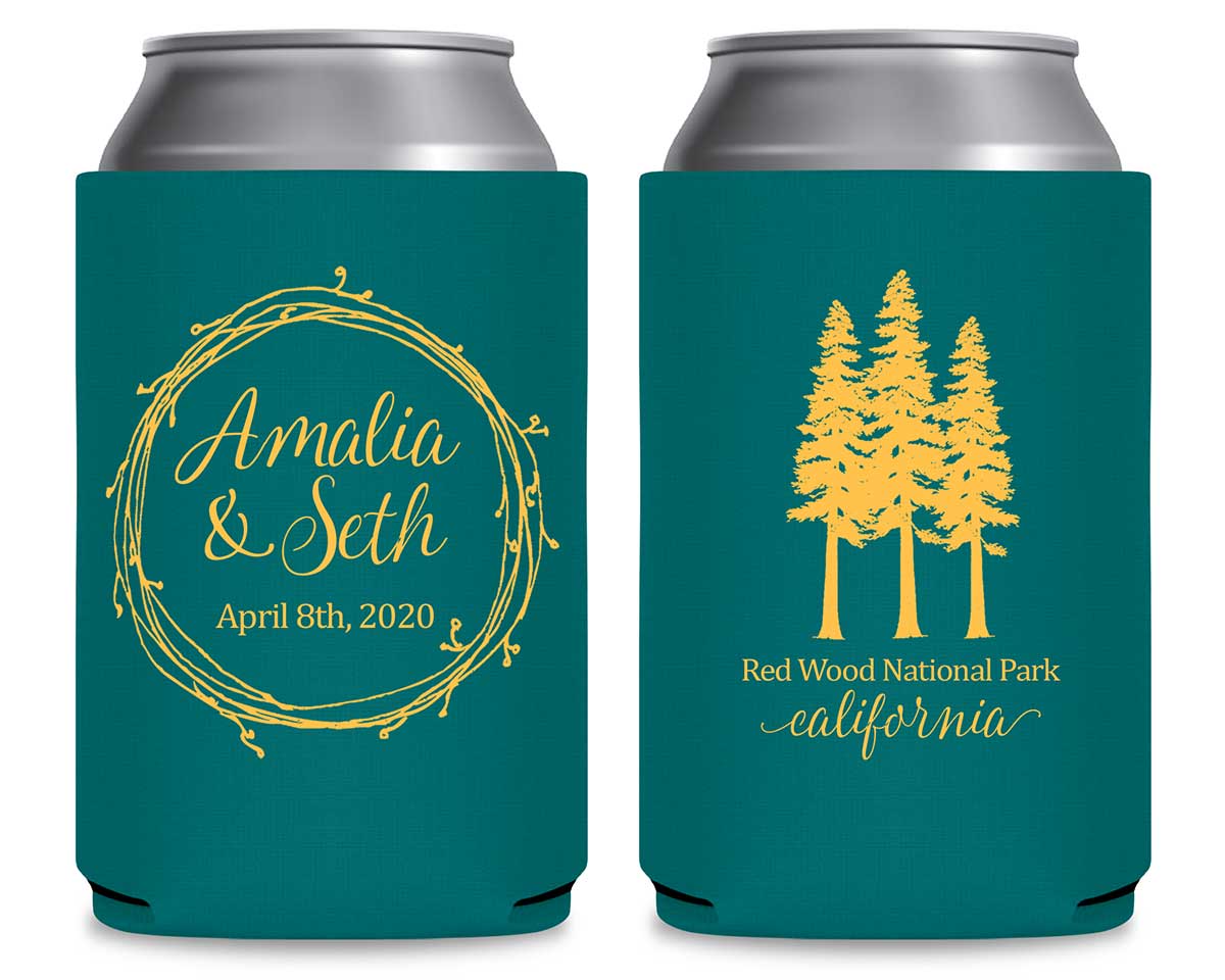Woods Wedding 1A Foldable Can Koozies Wedding Gifts for Guests