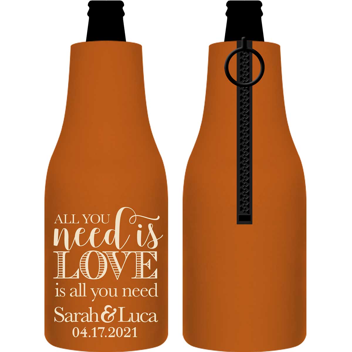All You Need Is Love Is All You Need 1A Foldable Zippered Bottle Koozies Wedding Gifts for Guests