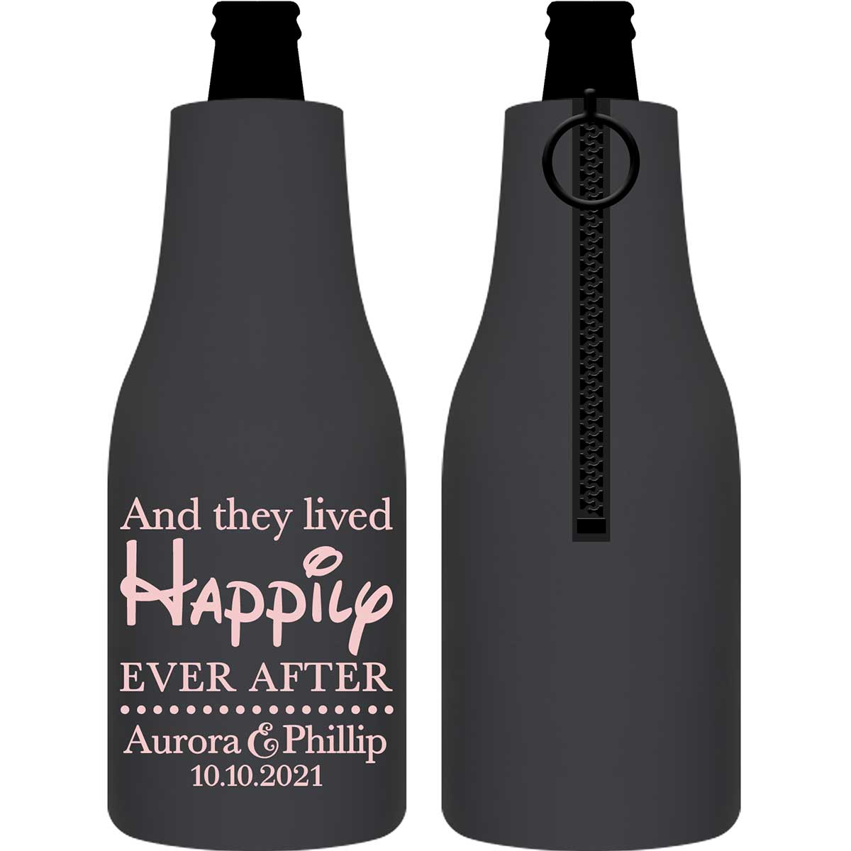 And They Lived Happily Ever After 1A Foldable Zippered Bottle Koozies Wedding Gifts for Guests