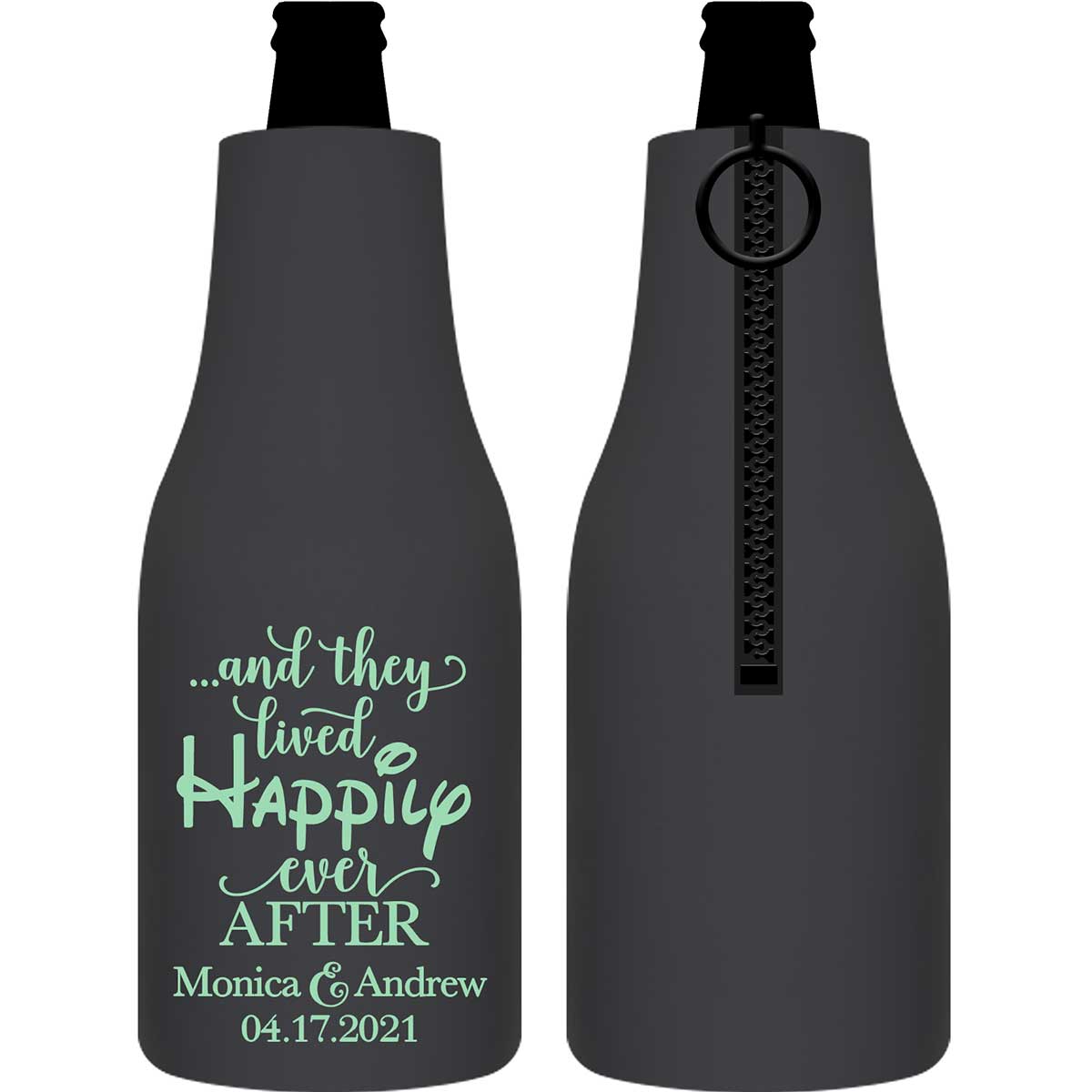 And They Lived Happily Ever After 1B Foldable Zippered Bottle Koozies Wedding Gifts for Guests