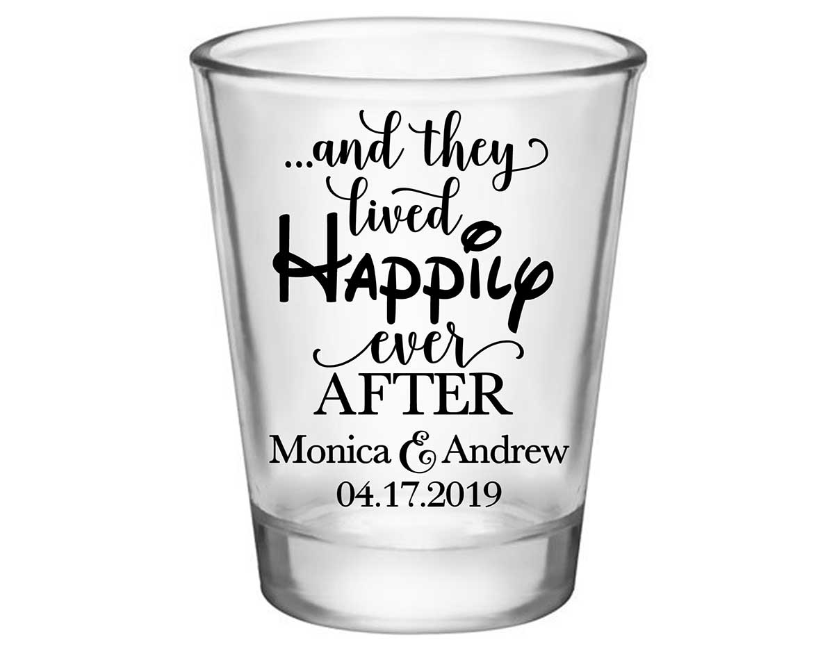 And They Lived Happily Ever After 1B Standard 1.75oz Clear Shot Glasses Fairytale Wedding Gifts for Guests