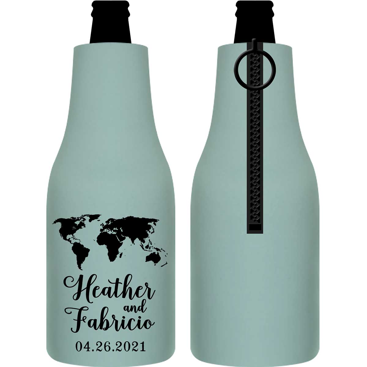 Around The World 1A Foldable Zippered Bottle Koozies Wedding Gifts for Guests