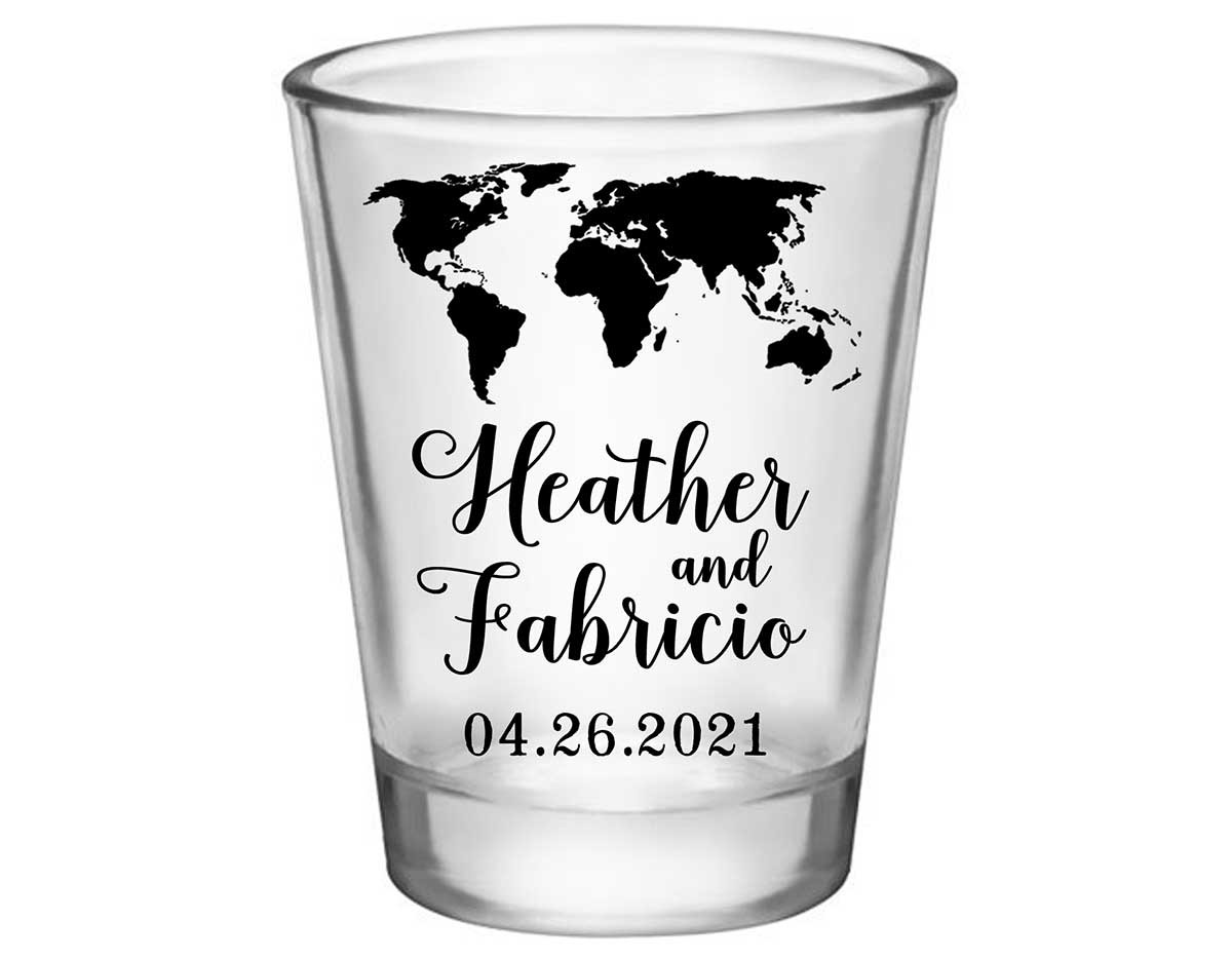 Around The World 1A Standard 1.75oz Clear Shot Glasses Travelers Wedding Gifts for Guests