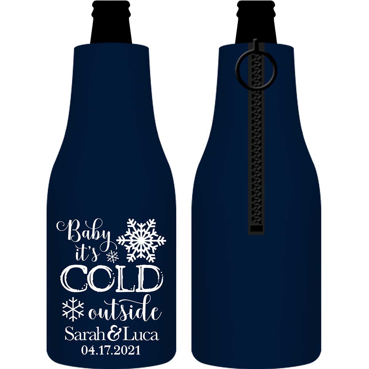 Baby It's Cold Outside 1A Foldable Zippered Bottle Koozies Wedding Gifts for Guests