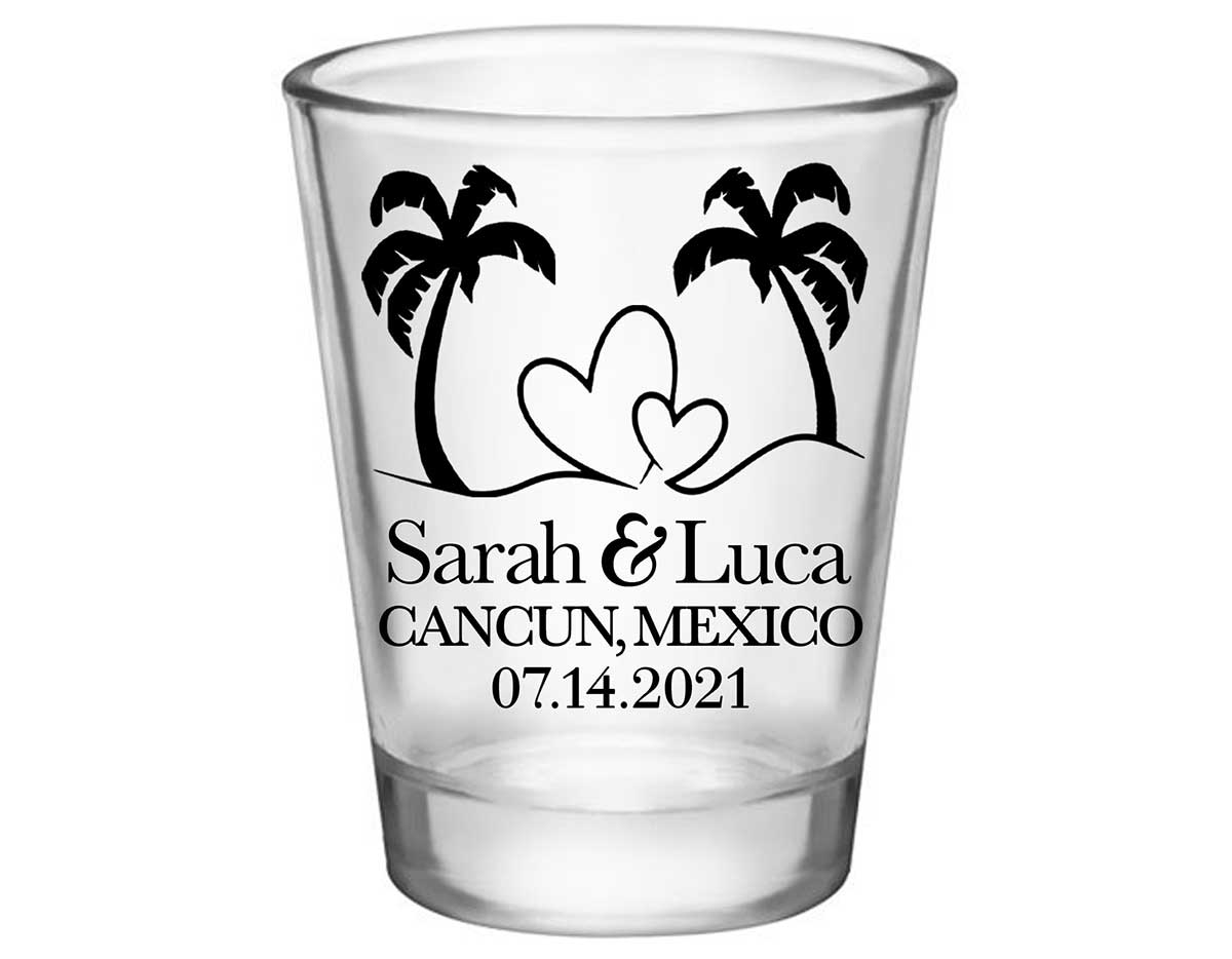 Beach Love 1A Standard 1.75oz Clear Shot Glasses Summer Wedding Gifts for Guests