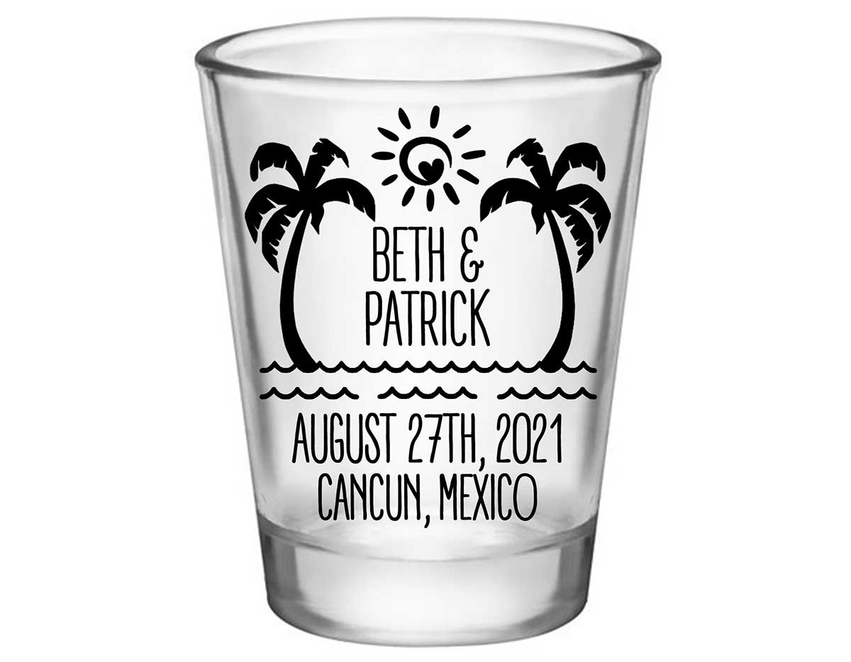 Beach Love 2A Standard 1.75oz Clear Shot Glasses Summer Wedding Gifts for Guests