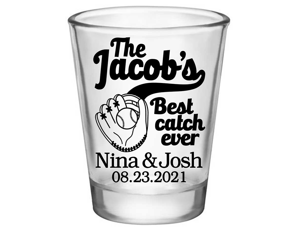 Best Catch Ever 1A Baseball Standard 1.75oz Clear Shot Glasses Baseball Lovers Wedding Gifts for Guests