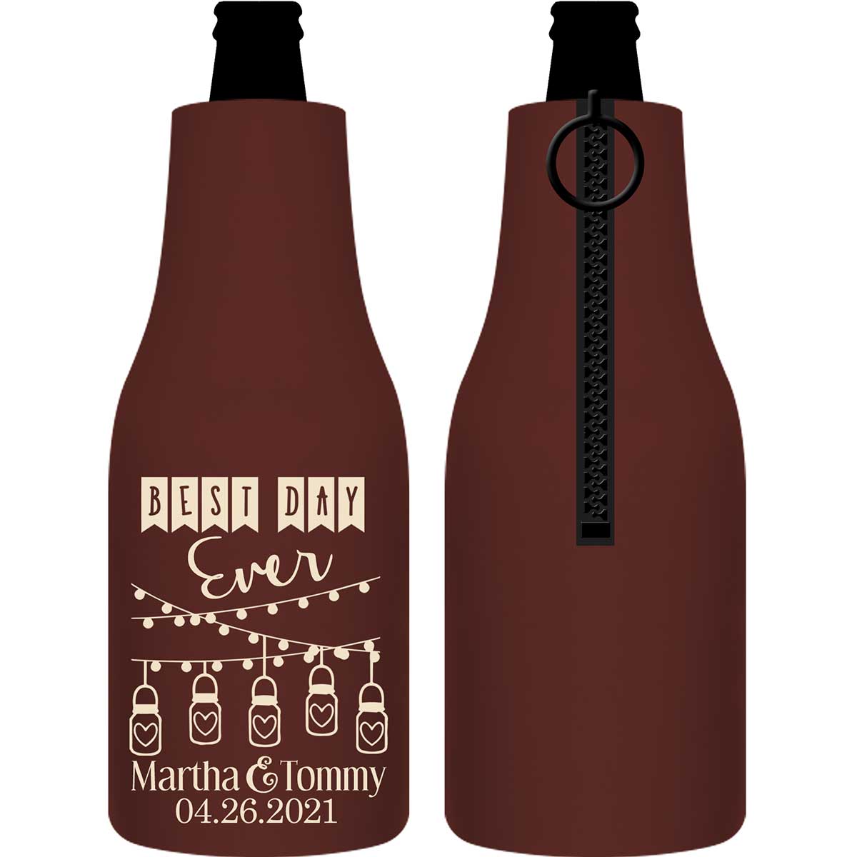 Best Day Ever 1A Mason Jars Foldable Zippered Bottle Koozies Wedding Gifts for Guests