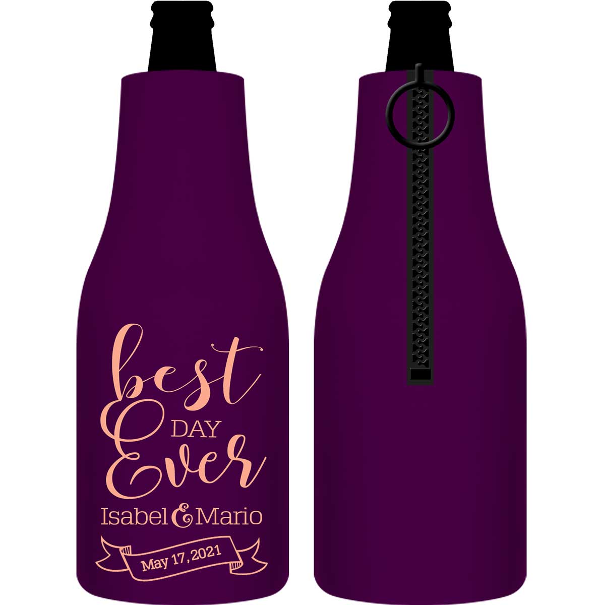 Best Day Ever 2A Banner Foldable Zippered Bottle Koozies Wedding Gifts for Guests