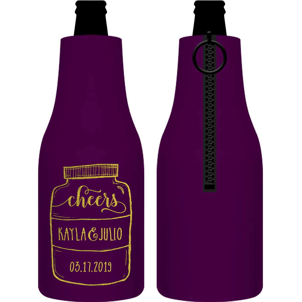 Cheers 3A Mason Jar Foldable Zippered Bottle Koozies Wedding Gifts for Guests