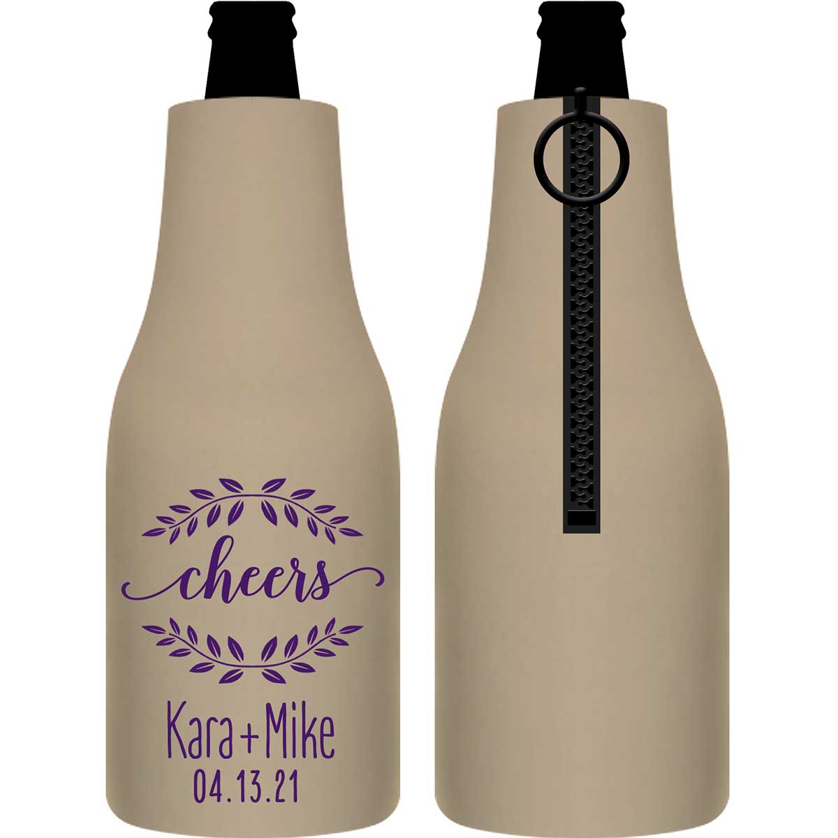 Cheers 4A Wedding Wreath Foldable Zippered Bottle Koozies Wedding Gifts for Guests