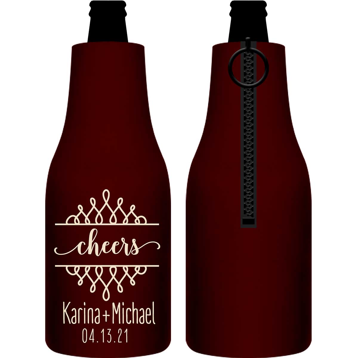 Cheers 4B Swirls Foldable Zippered Bottle Koozies Wedding Gifts for Guests