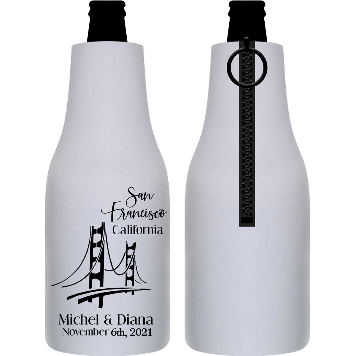 City Bound 1A Any City Foldable Zippered Bottle Koozies Wedding Gifts for Guests