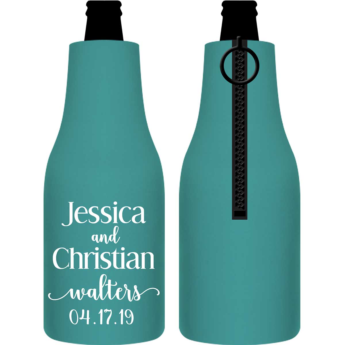Classic Wedding Design 1A Foldable Zippered Bottle Koozies Wedding Gifts for Guests