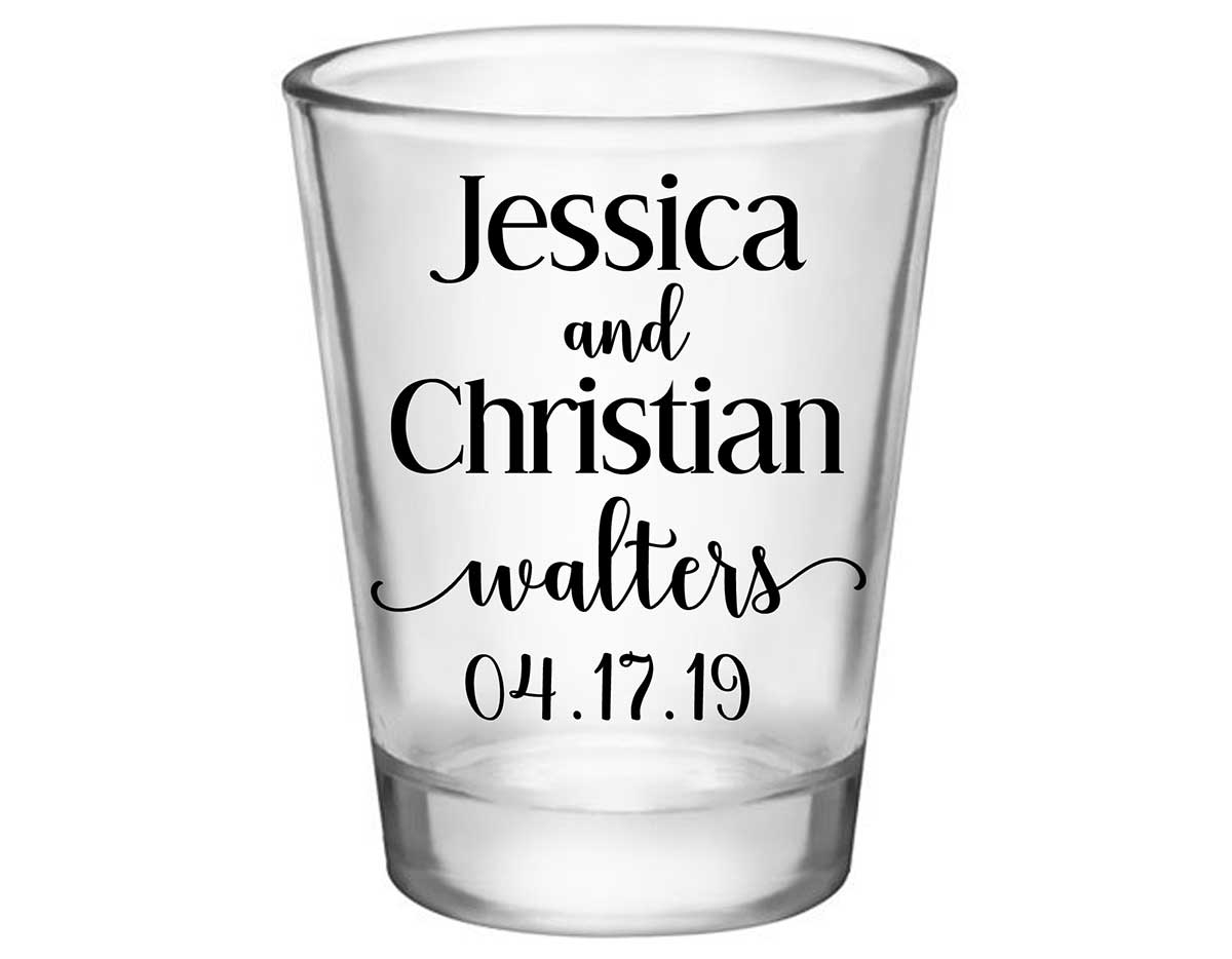 Classic Wedding Design 1A Standard 1.75oz Clear Shot Glasses Personalized Wedding Gifts for Guests