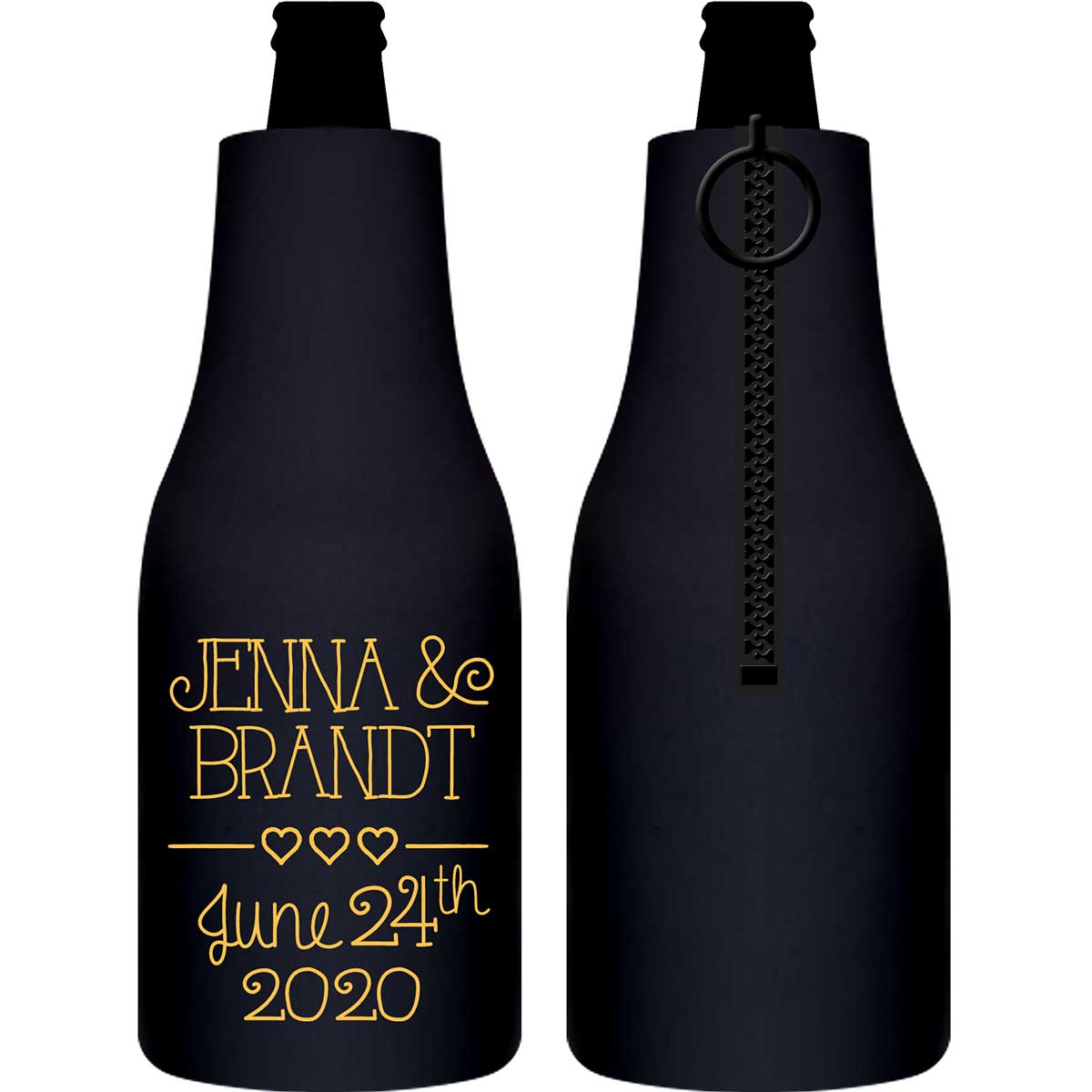 Classic Wedding Design 2A Foldable Zippered Bottle Koozies Wedding Gifts for Guests
