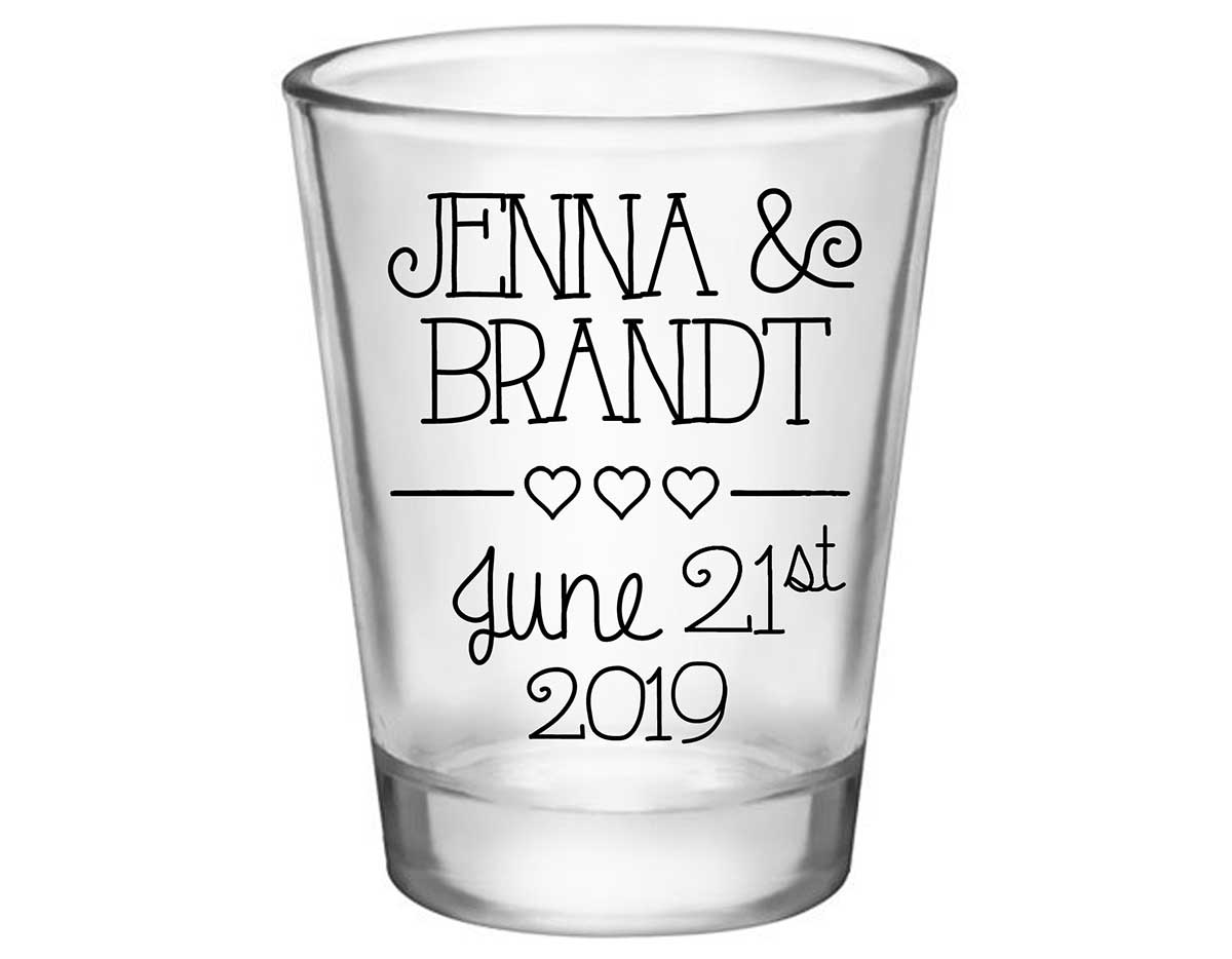 Classic Wedding Design 2A Standard 1.75oz Clear Shot Glasses Personalized Wedding Gifts for Guests