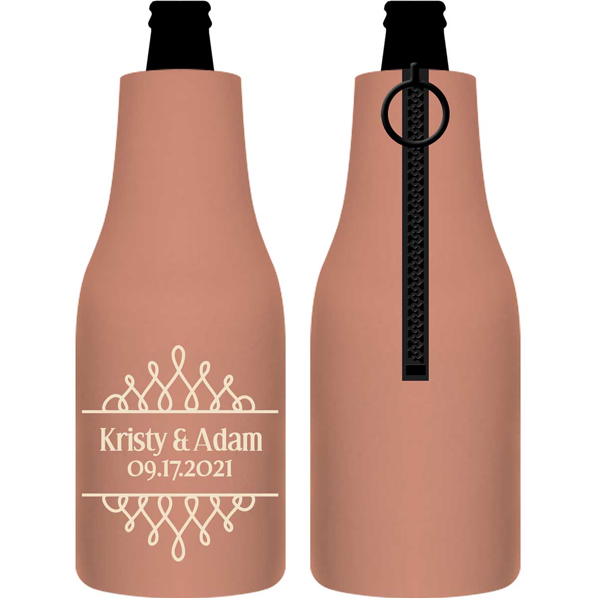Classic Wedding Design 4B Foldable Zippered Bottle Koozies Wedding Gifts for Guests