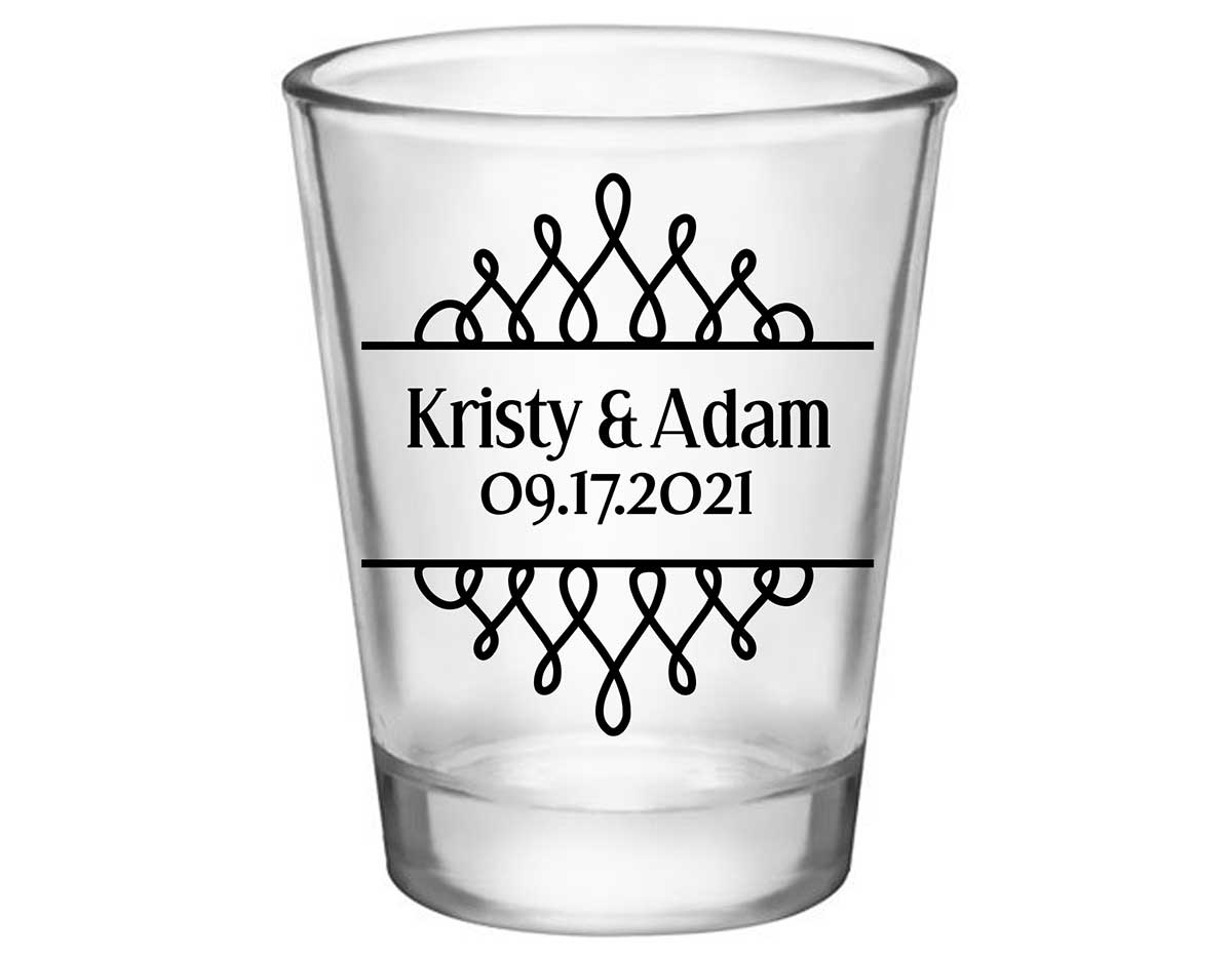 Classic Wedding Design 4B Standard 1.75oz Clear Shot Glasses Personalized Wedding Gifts for Guests