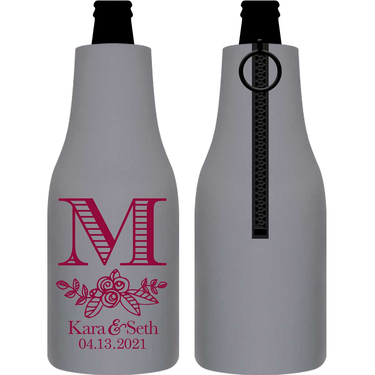 Classic Wedding Design 6A Foldable Zippered Bottle Koozies Wedding Gifts for Guests