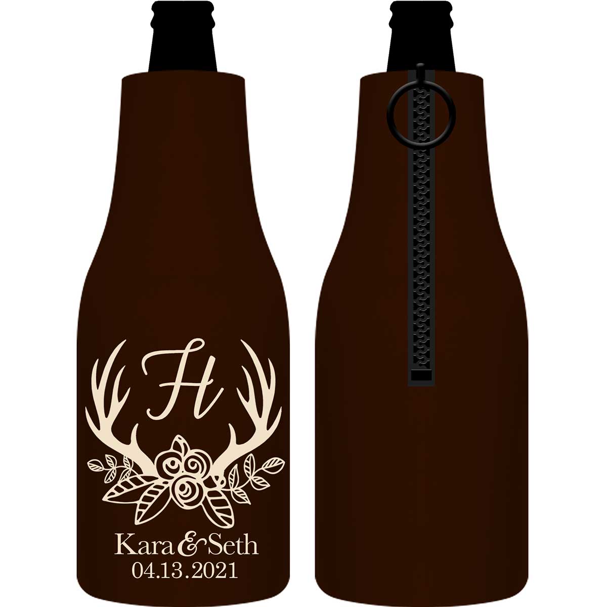 Classic Wedding Design 6B Foldable Zippered Bottle Koozies Wedding Gifts for Guests