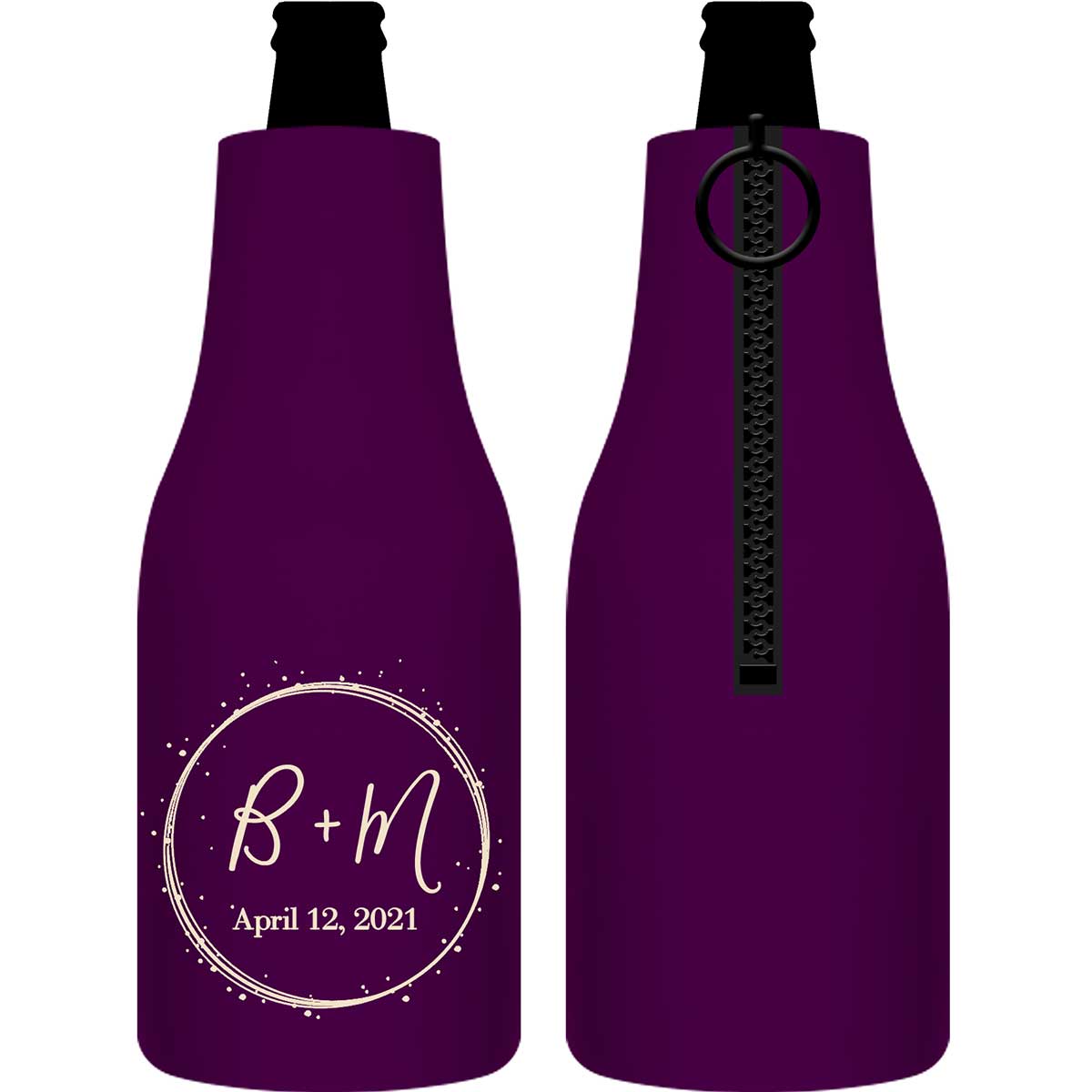 Classic Wedding Design 8A Foldable Zippered Bottle Koozies Wedding Gifts for Guests