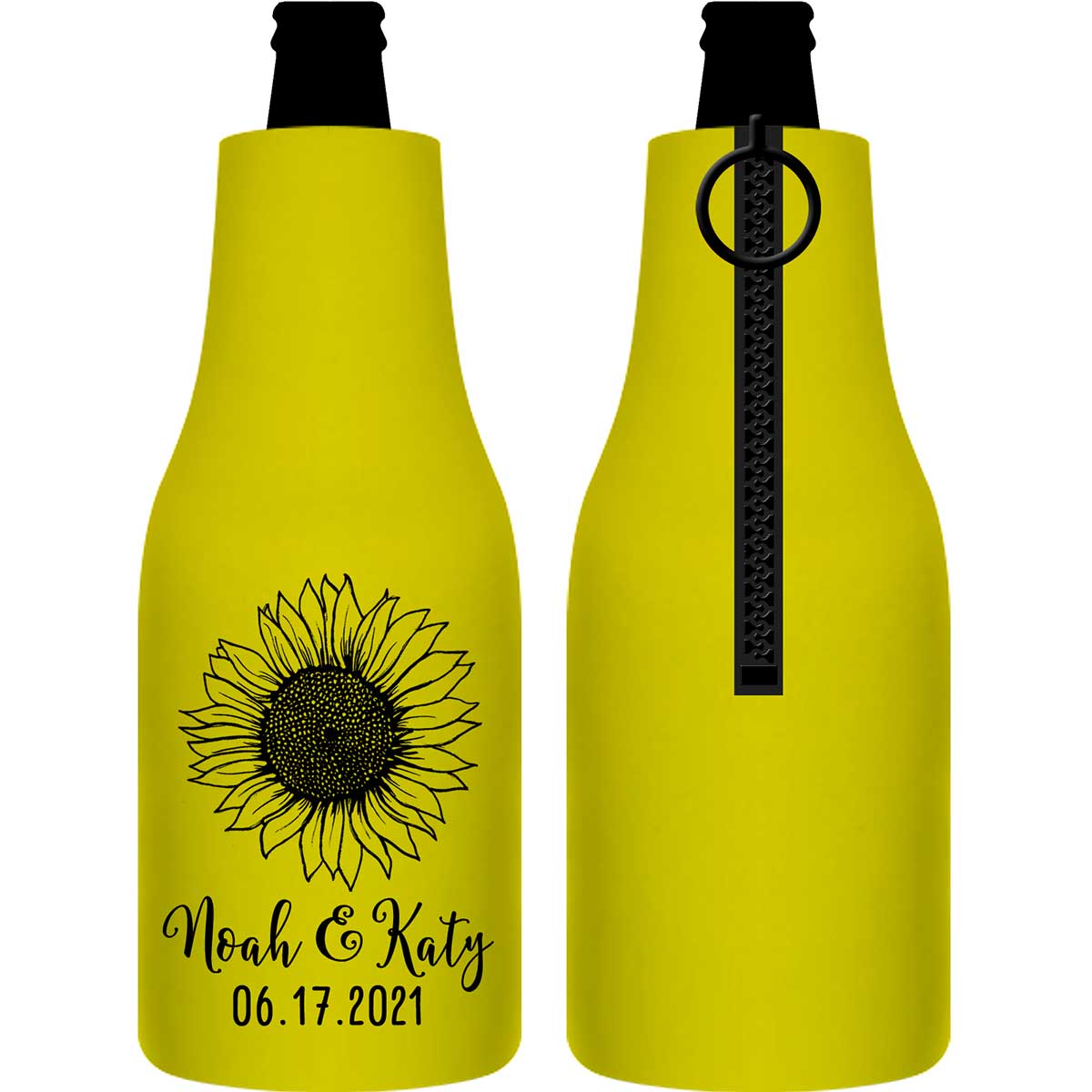 Country Sunflower 1B Foldable Zippered Bottle Koozies Wedding Gifts for Guests