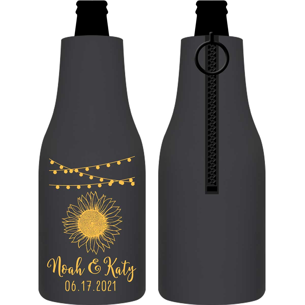 Country Sunflower 1C Mason Jars Foldable Zippered Bottle Koozies Wedding Gifts for Guests