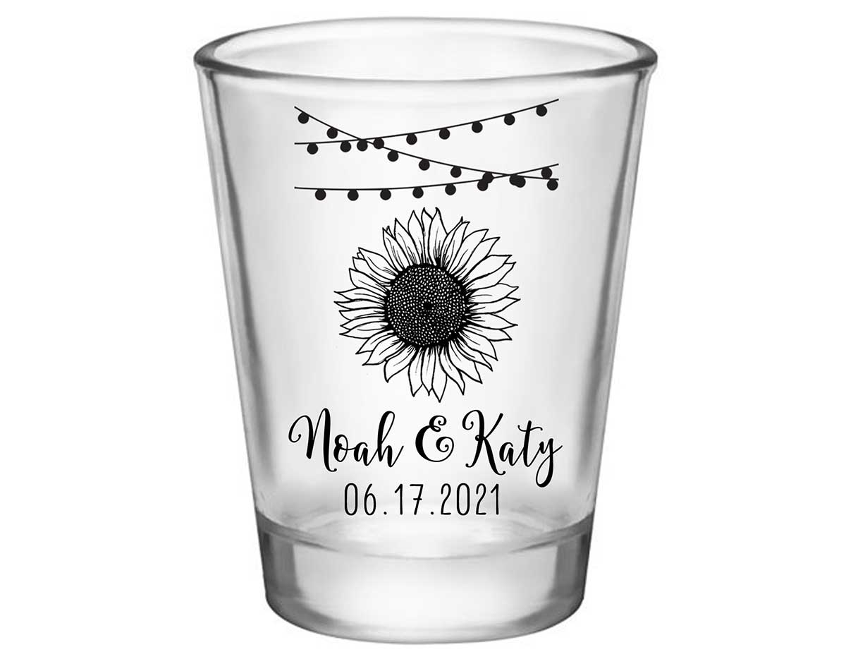 Country Sunflower 1C Hanging Lights Standard 1.75oz Clear Shot Glasses Rustic Wedding Gifts for Guests