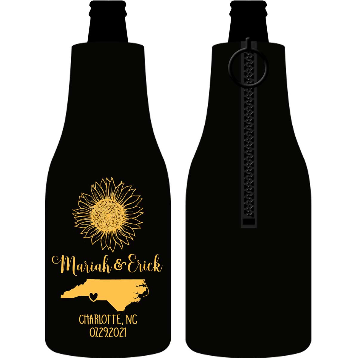 Country Sunflower 1E Any Map Foldable Zippered Bottle Koozies Wedding Gifts for Guests