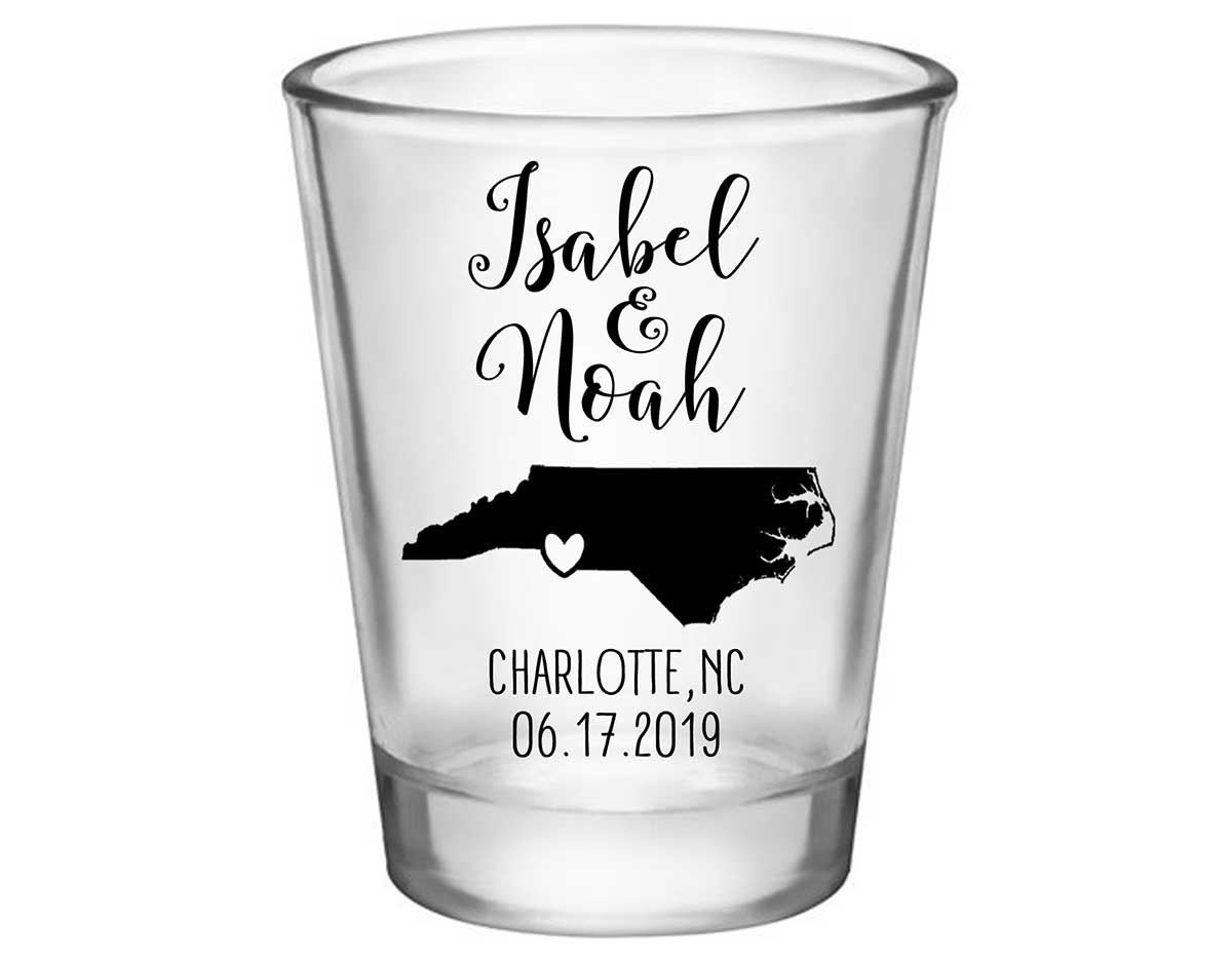 Custom Map 1A Standard 1.75oz Clear Shot Glasses Destination Wedding Gifts for Guests