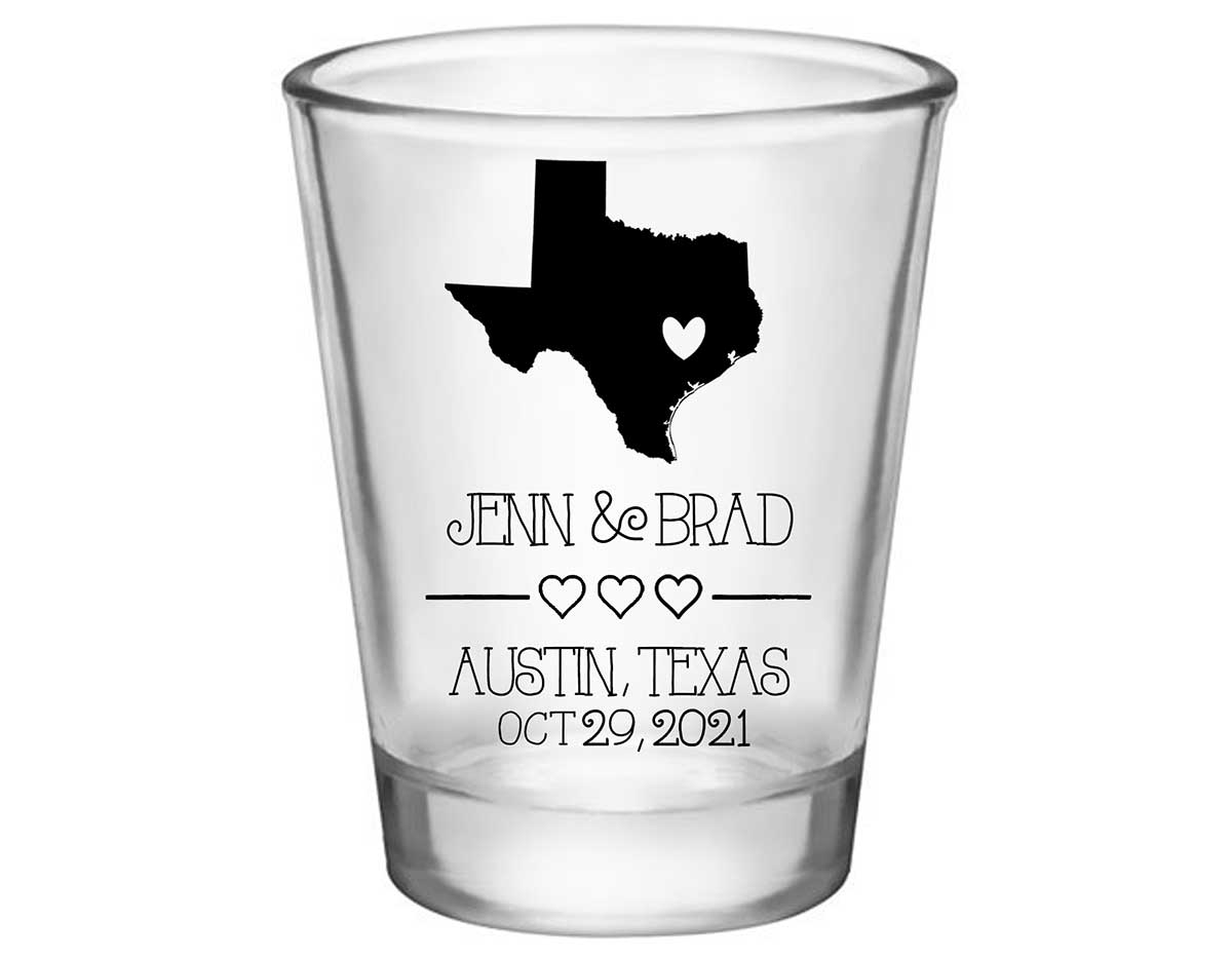 Custom Map 2A Standard 1.75oz Clear Shot Glasses Destination Wedding Gifts for Guests