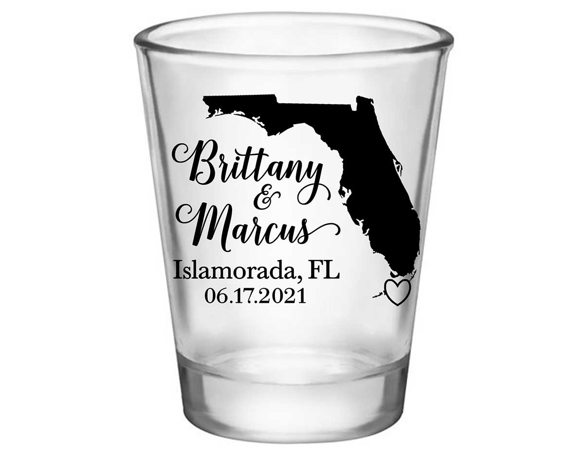 Custom Map 3A Standard 1.75oz Clear Shot Glasses Destination Wedding Gifts for Guests