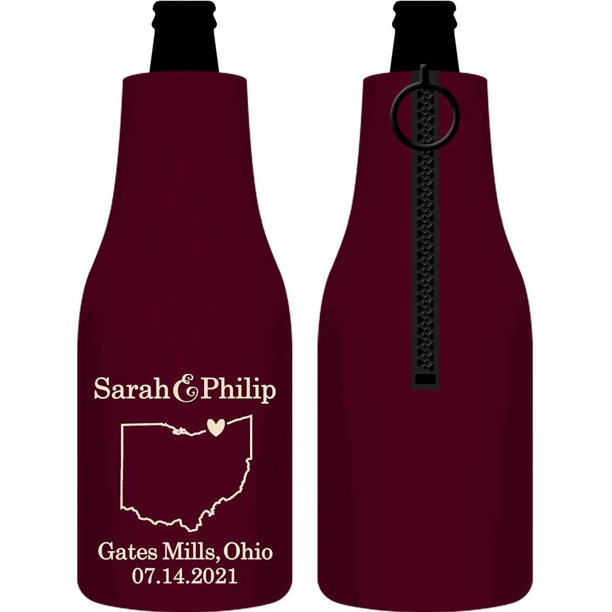 Custom Map 4A Foldable Zippered Bottle Koozies Wedding Gifts for Guests